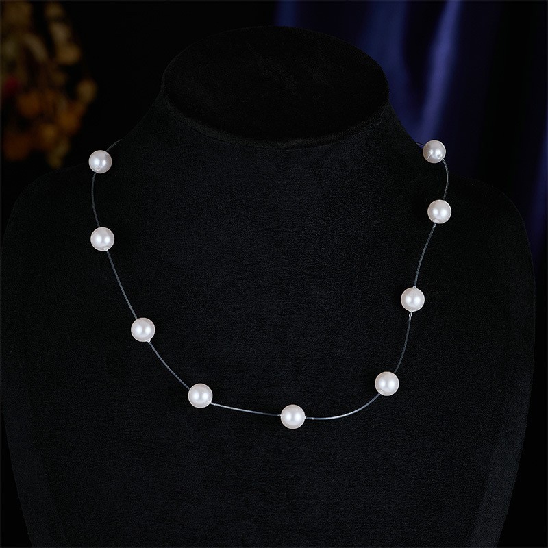 Minimal White Pearl Choker With Extender Chain Dainty Wedding Daily Necklet