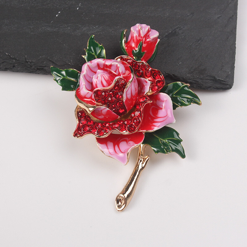 Rhinestone Rose Brooch – Exquisite Floral Design Elegant Jewelry for Women