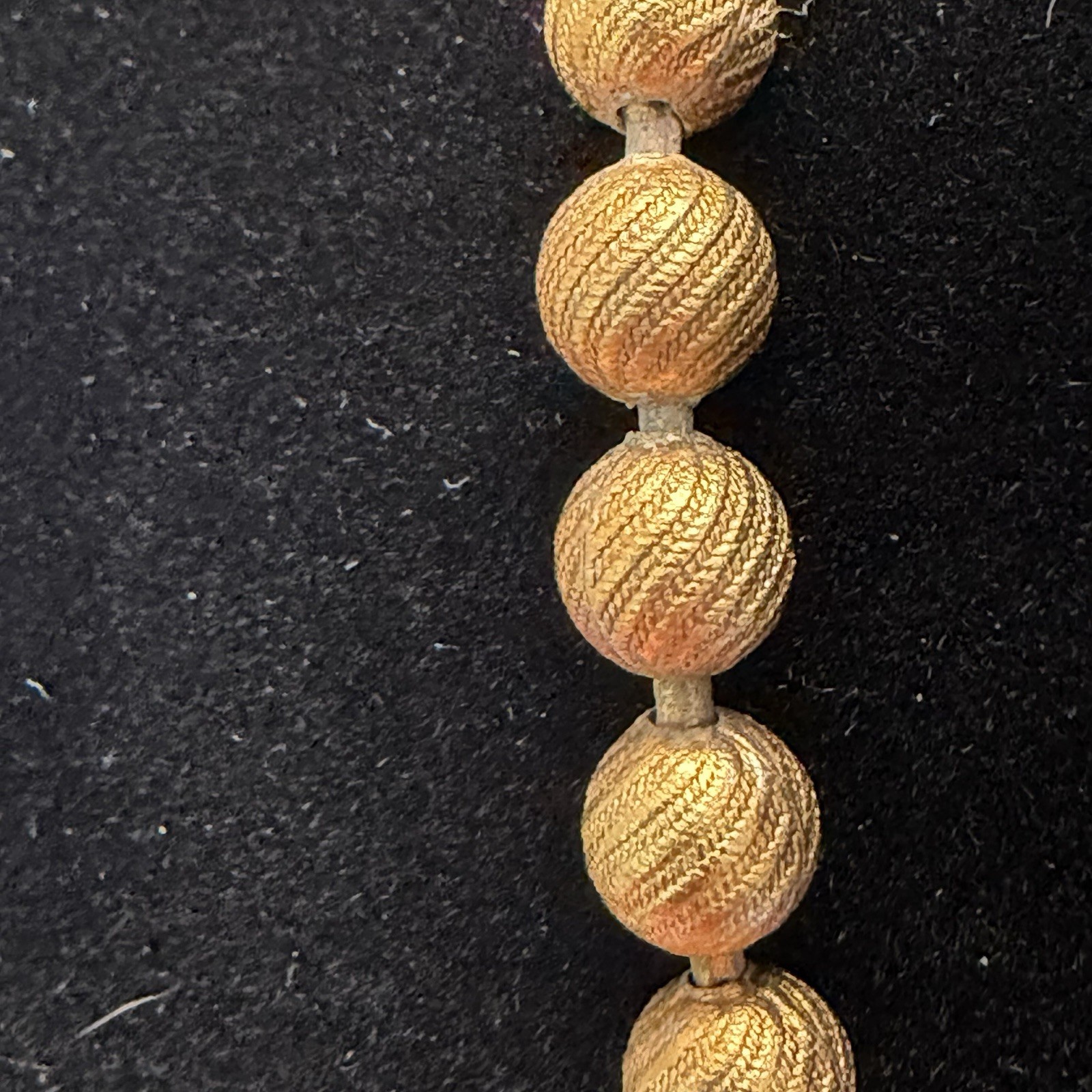 VINTAGE Gold Toned Cross Necklace, Textured Gold Beaded Chain. New with tags.