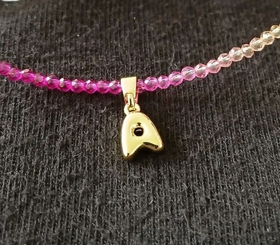 Rainbow Glass Beaded Necklace With Golden “A” Charm
