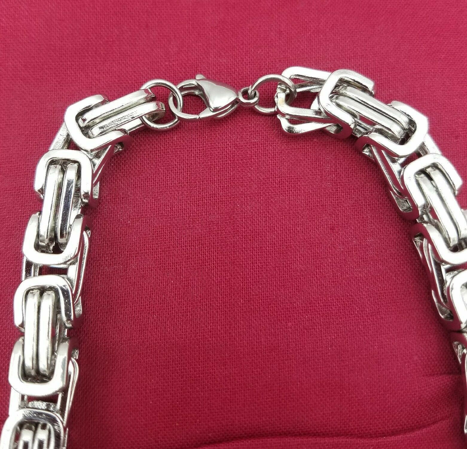 36 INCH STAINLESS STEEL SILVER 8MM BYZANTINE TURKISH BOX CHAIN NECKLACE