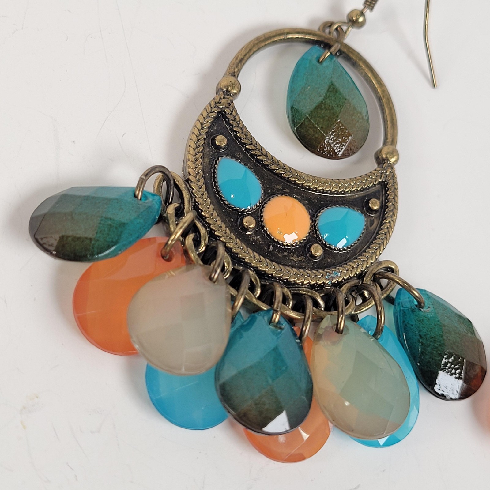Boho Multicolor Acrylic Chandelier Earrings Teardrop Dangle Statement Jewelry