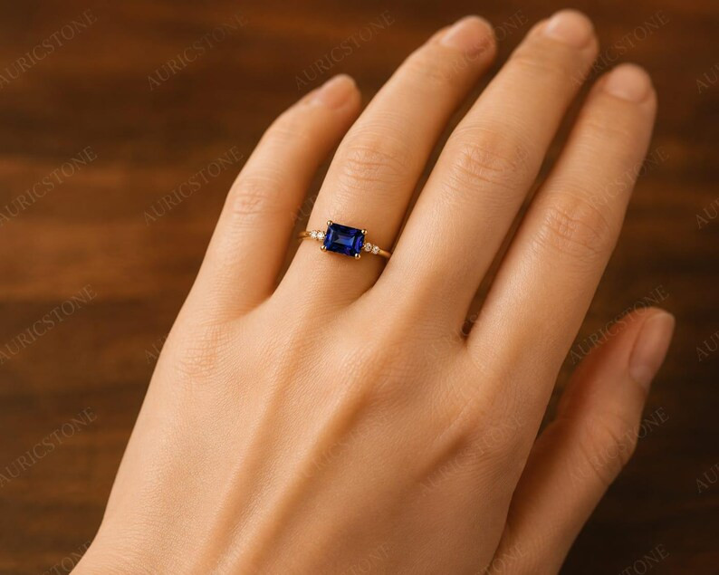 Lab Created Blue Tanzanite Ring, Base Metal: Brass Finish: Gold Plated, Gift