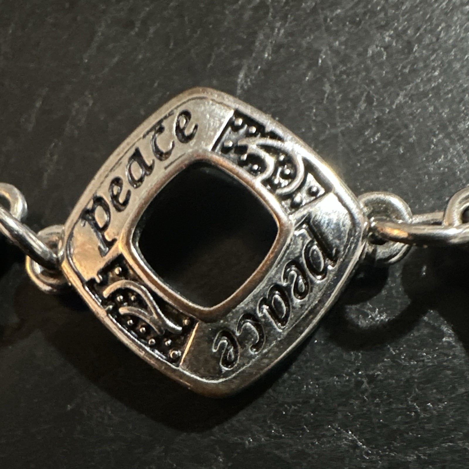 Alexa”s Angels Silver Tone Metal Chain Toggle Bracelet Heart Dangle Charm Signed