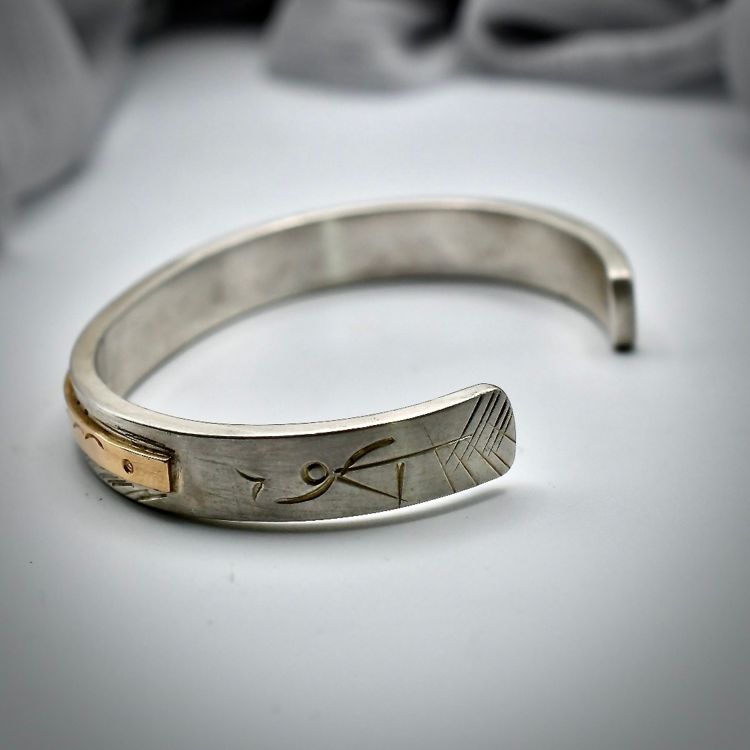 VTG Larry Martinez Taos LM © Sterling Silver Gold Mixed Metal Ribbon Cuff 30g