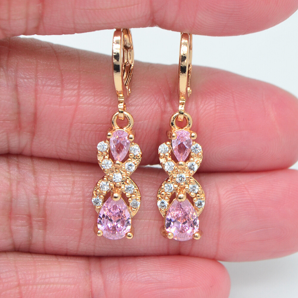 18K Yellow Gold Filled Women Black Mystic Topaz Teardrop Dangle Earrings Jewelry