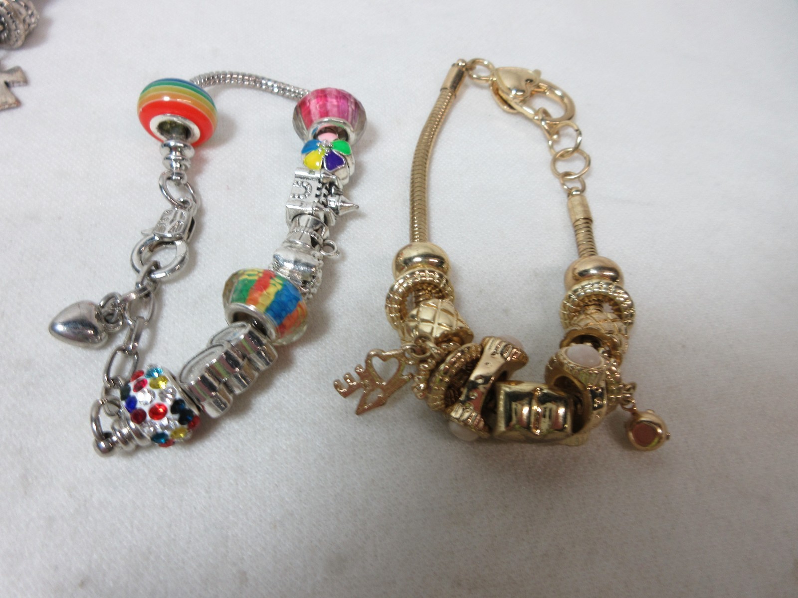 LOT OF SLIDE CHARM BRACELETS ASSORTED LOT MULTI COLOR ART GLASS #7