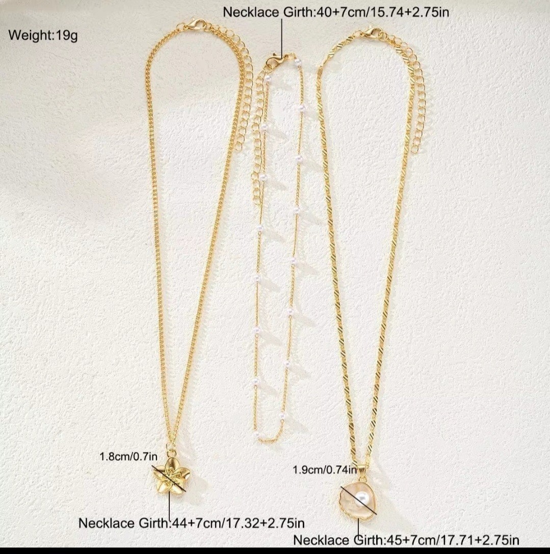 Women’s gold layered necklace flower pendant pearl chain fashion jewellery gift