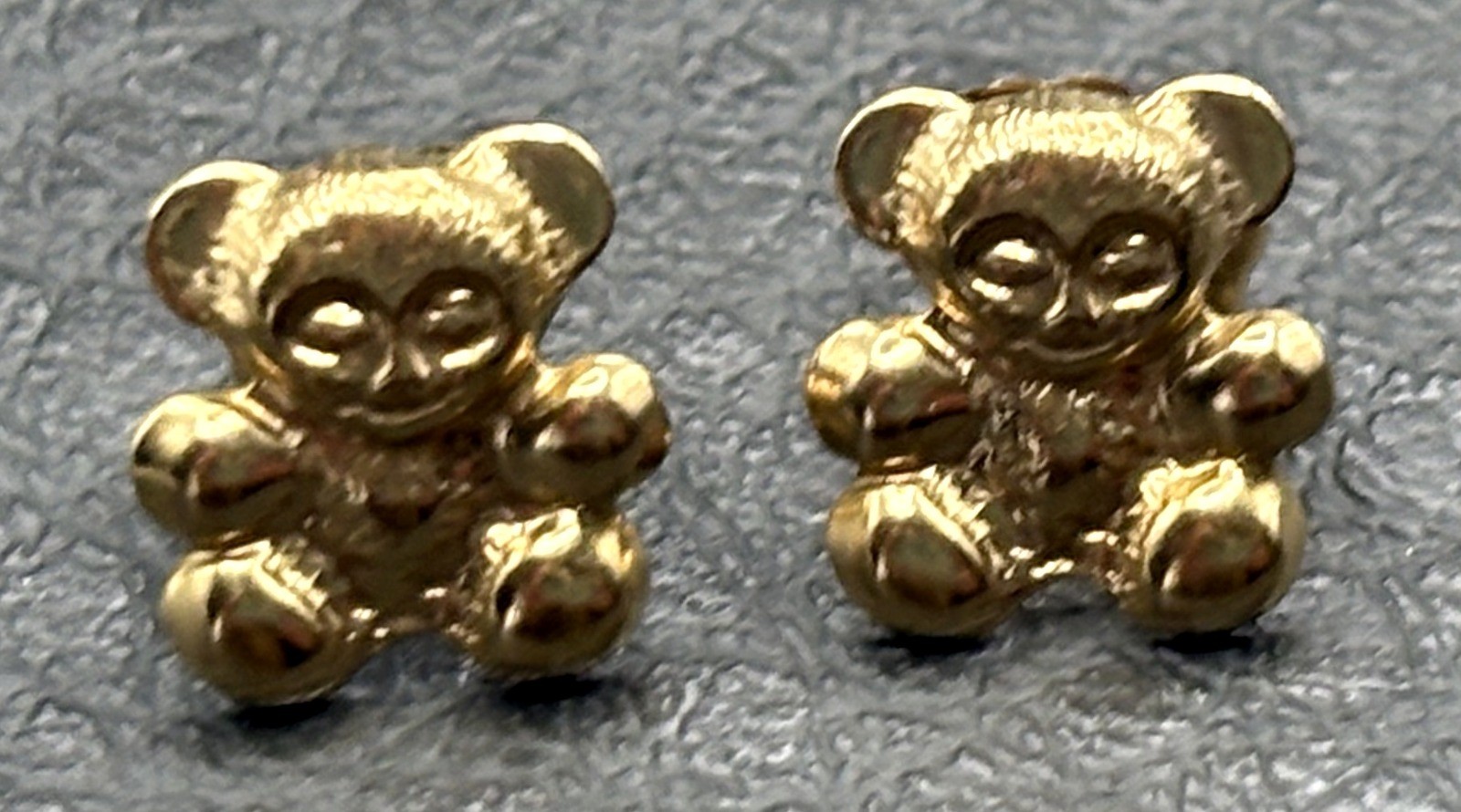 Vintage Gold Filled Teddy Bear Stud Earrings Butterfly Closure Cute