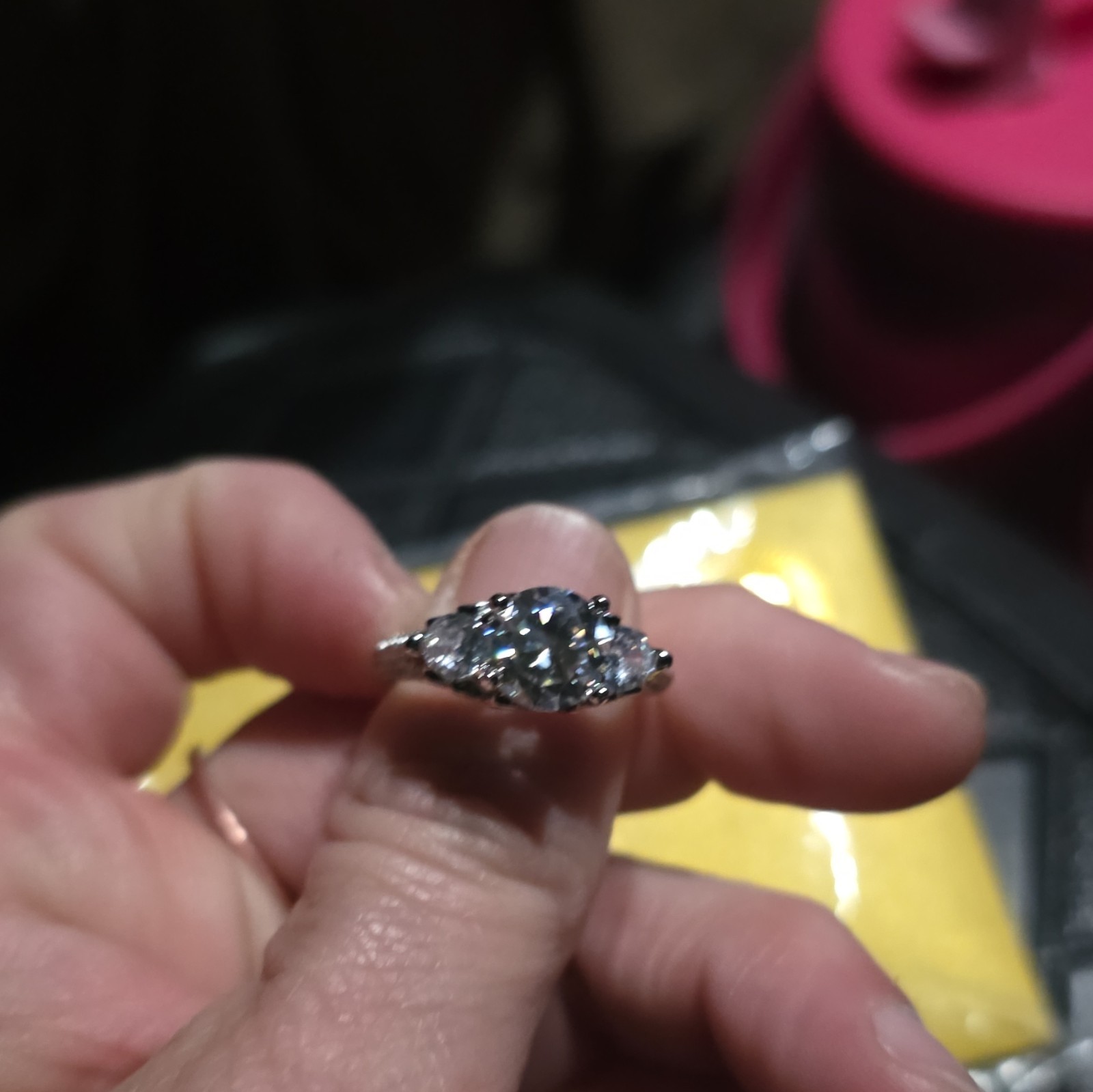 Marquise Cut White Moissanite Ring Silver Prong Setting Cocktail Band Size 7