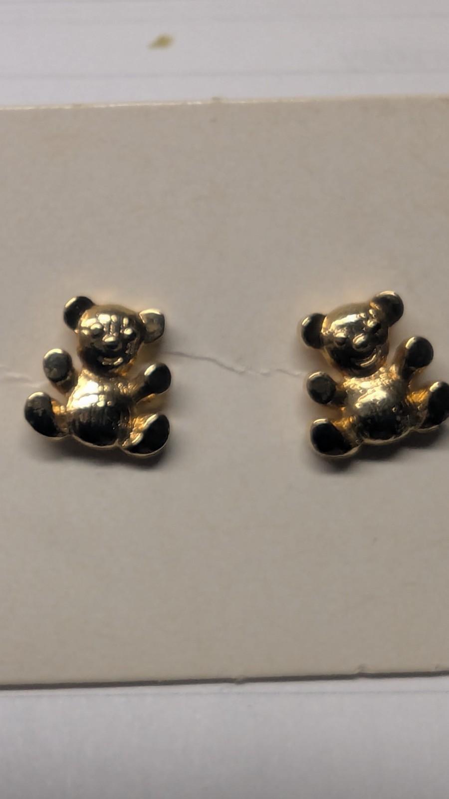 Vintage 1970’s Avon Teddy Bear Stud Earrings Gold Tone