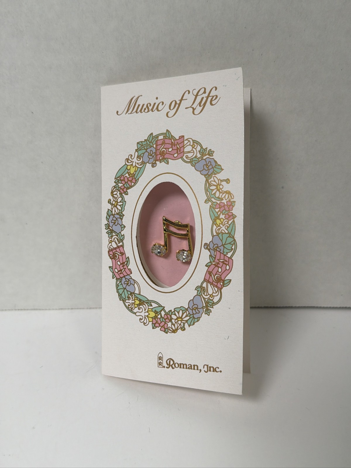 Roman Inc Music of Life Gold Tone Rhinestone Eighth Notes Lapel Pin