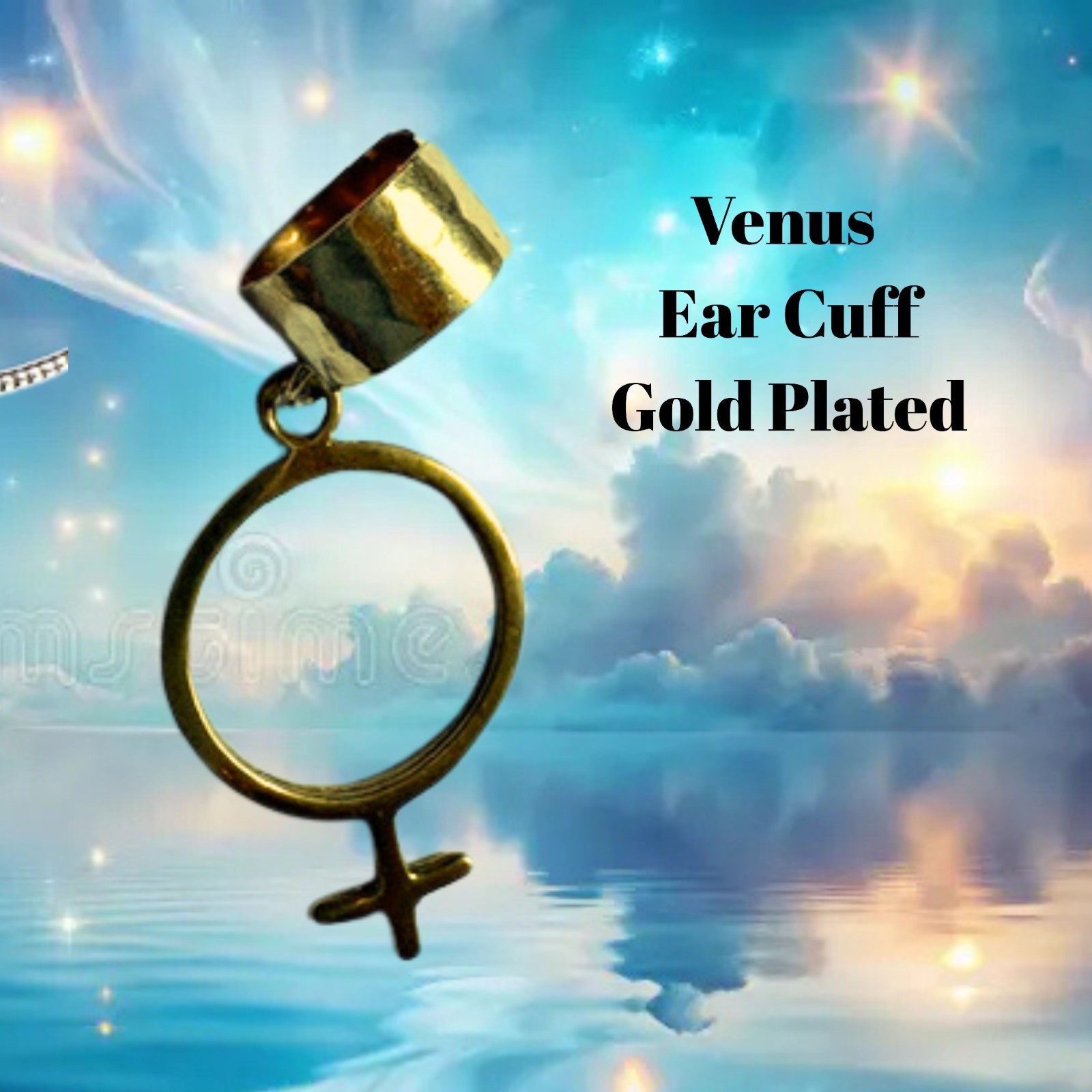 Venus Symbol Ear Cuff 24K gold plate Female planet love beauty desire by JKL 858