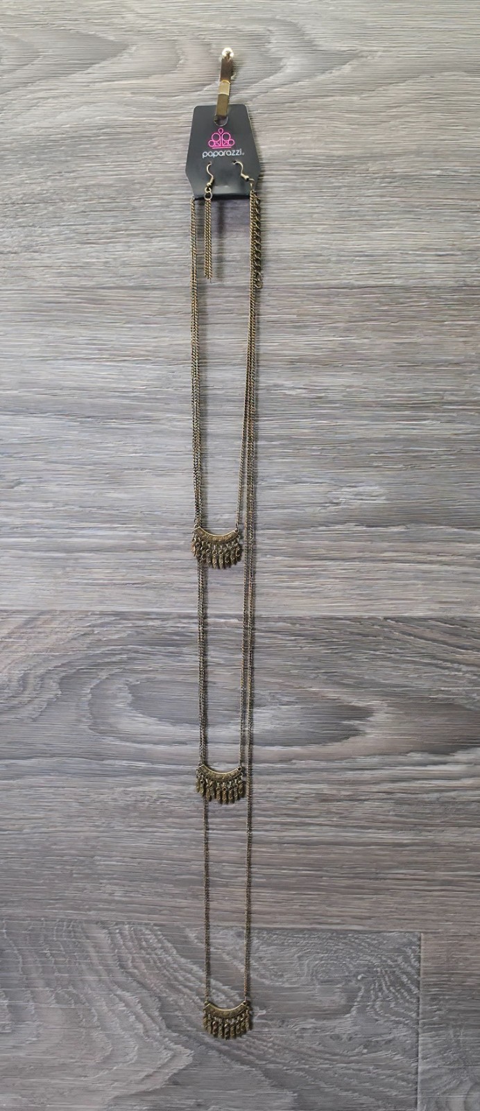 Paparazzi Seasonal Charm Brass Necklace Earrings Set Dangle Boho Layered Jewelry