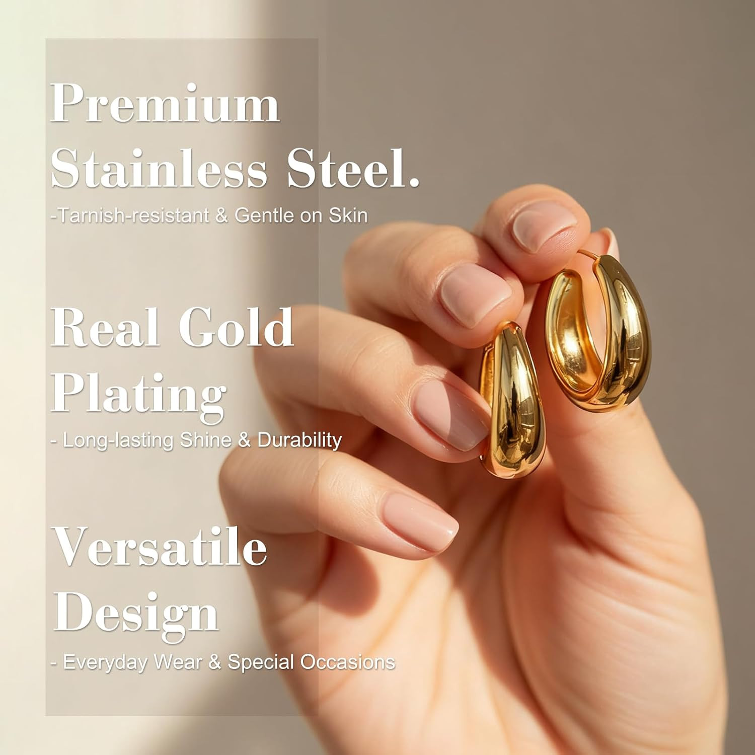 30 Pairs Chunky Gold Hoop Earrings for Women: 14K Gold Plated Lightweight Hypoal