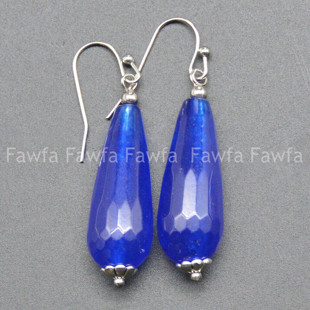 11x27mm Faceted Multicolor Mixed Gems Teardrop Beads Silver Hook Dangle Earrings
