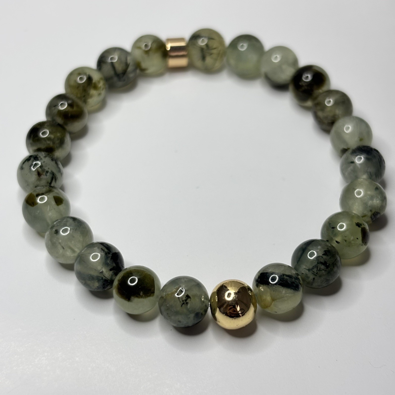 Natural Prehnite Gemstone Bracelet Handmade 8mm Beads Beaded Jewelry Gift Love