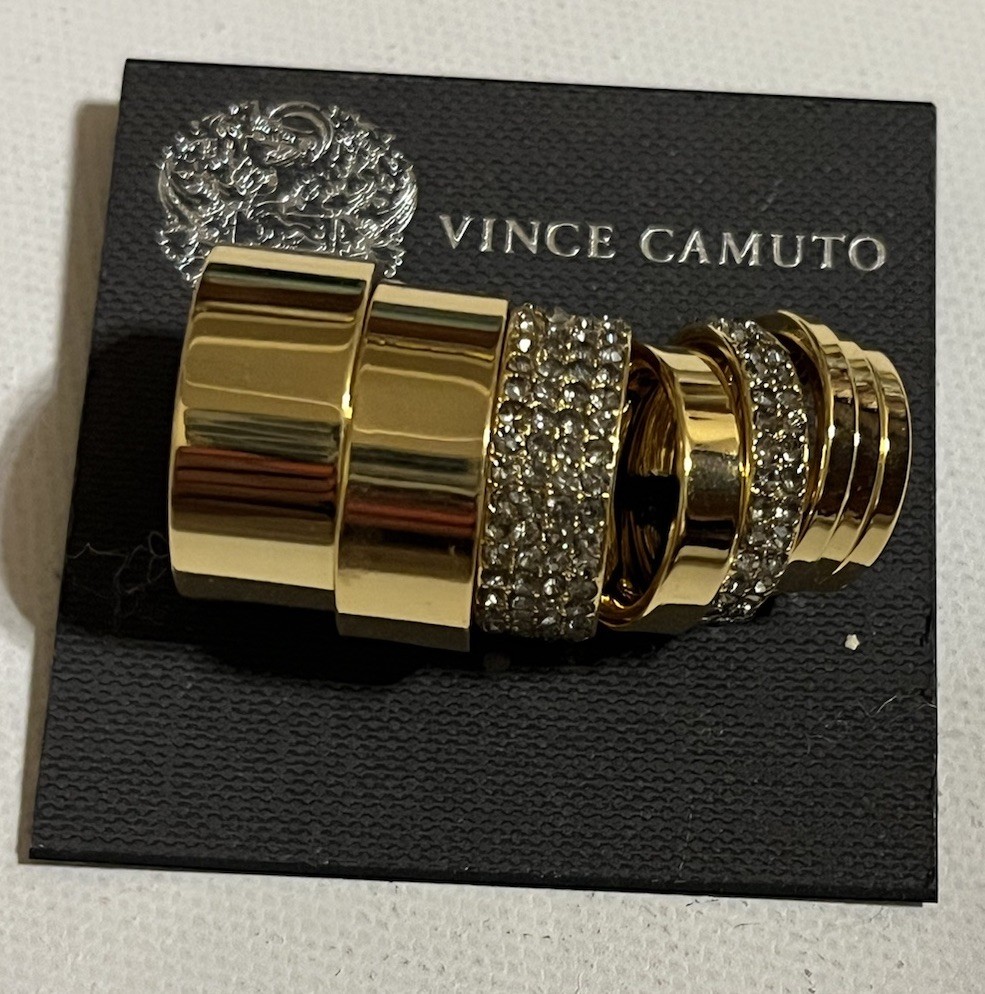 Vince Camuto GOLDT RHINESTONES ALPHA ENERGY Stackable Ring Set Size Varies NEW