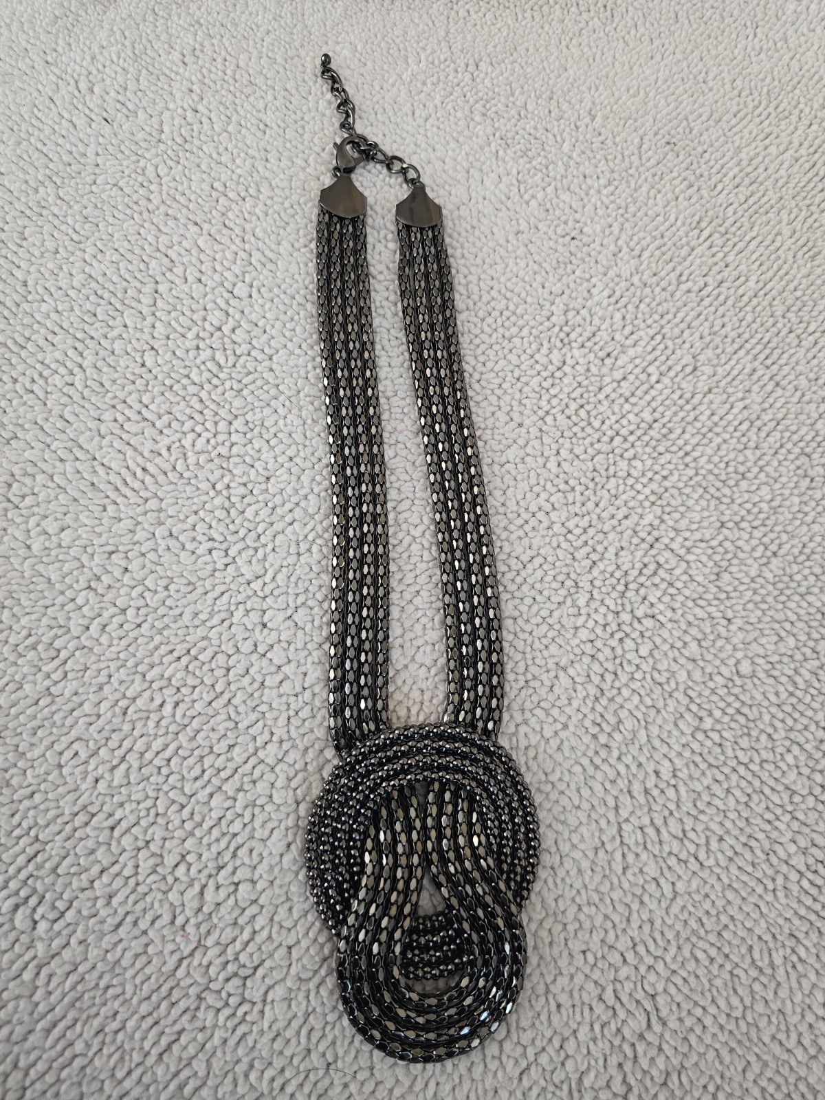 Express Beaded Necklace Fashion Statement Gunmetal Multistrand Knot Lobster Claw