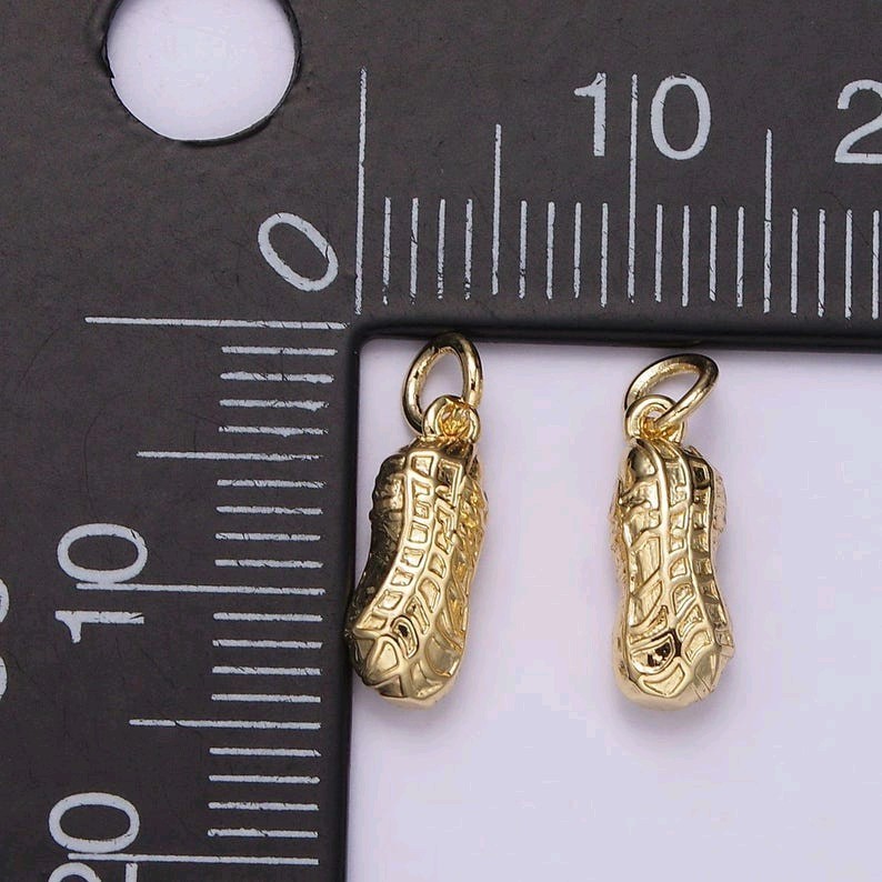 Gold Peanut Charm Foodie Mix Pendant DIY Jewelry Finding Component