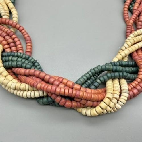 Casual Corner Necklace Womens Multicolor Braided Wood Bead Statement 20 Inch