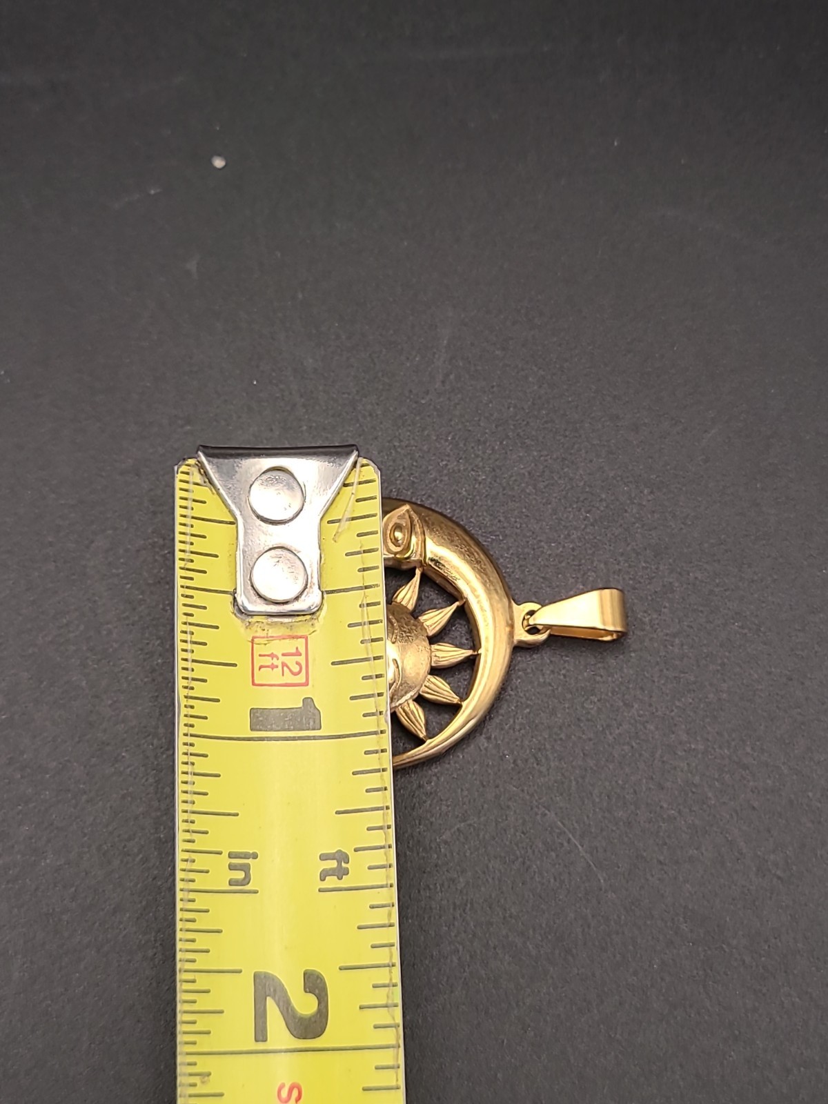 Vintage Style Sun Moon Face Pendant Gold Tone Celestial Astrology Jewelry Charm