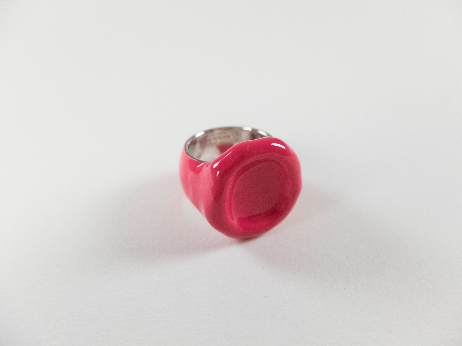 (NO CUSTOMS TAX) BOTTEGA VENETA Seal pink silver stamp shape ring 7 US / 15 IT