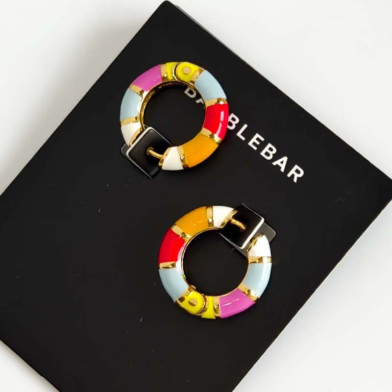 New 25mm Baublebar Enamel Hoop Earrings Gift Chic Women Party Vacation Jewelry