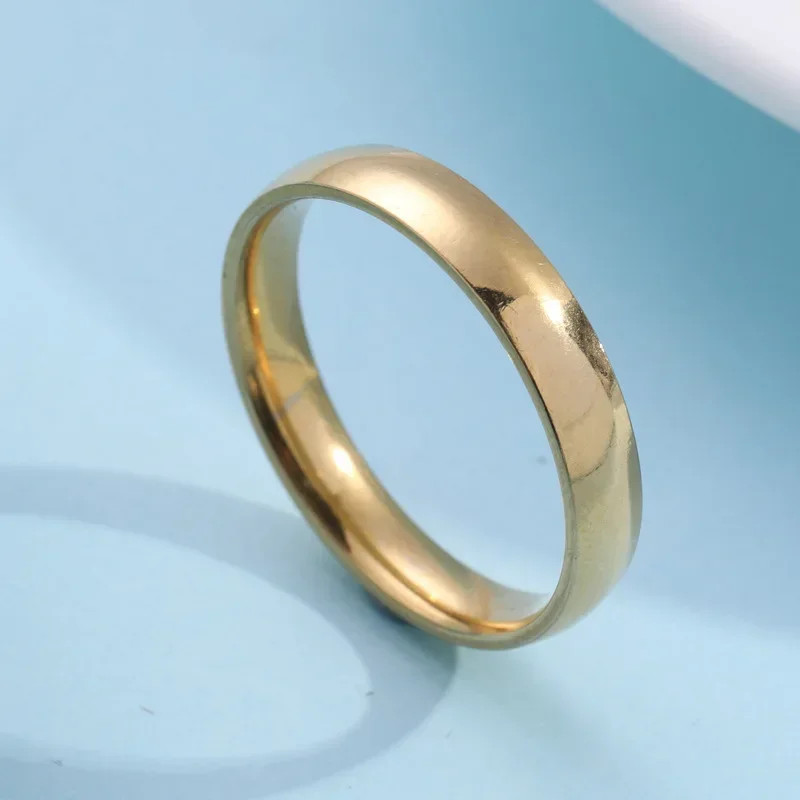 Stainless Steel Smooth Round Ring Women Classic Circular Band Adjustable Jewelry