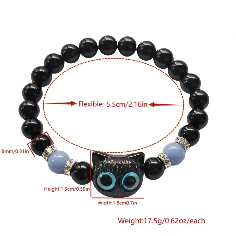 1PC Luminous Cat Couple Bracelet: Matching Black White Glow In Dark Gift – NEW