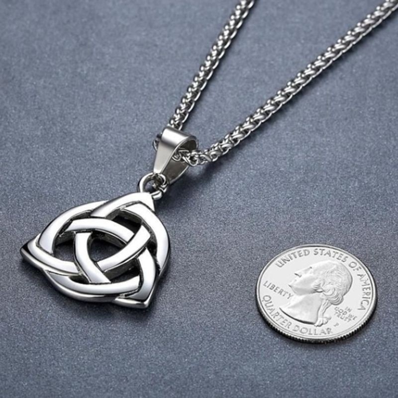 MENDEL Irish Celtic Triquetra Trinity Knot Pendant Necklace Stainless Steel Set