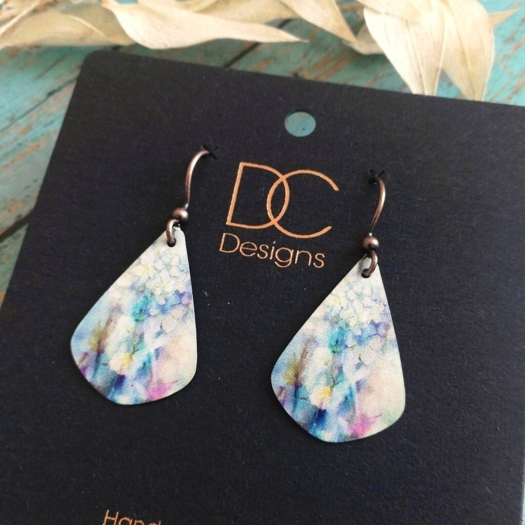DC Designs Pastel Watercolor Art Print Teardrop Earrings 18NJE Unique Modern