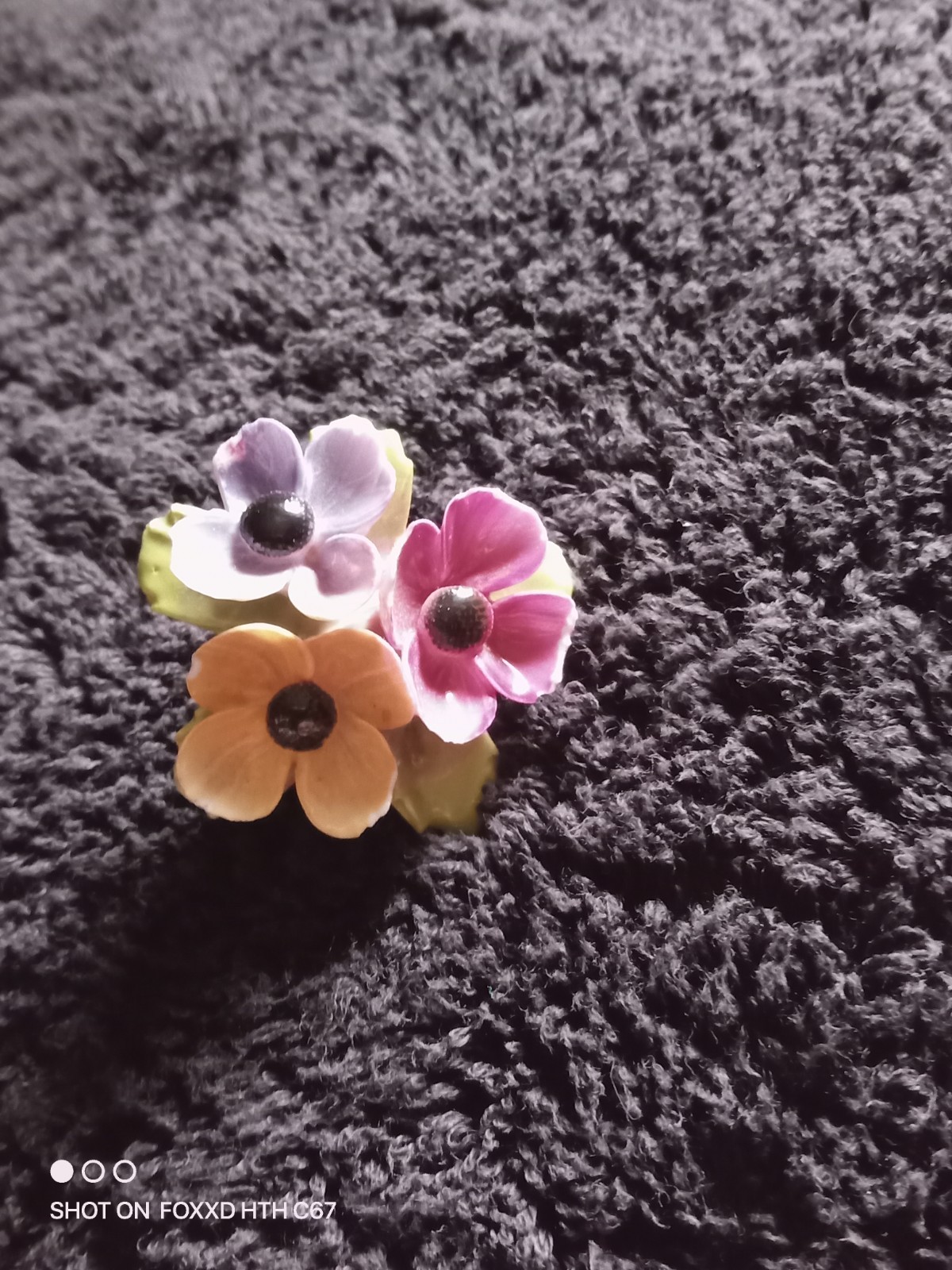 Shortex Signed Porcelain Flower Brooch Pin, Multicolor, Made in England