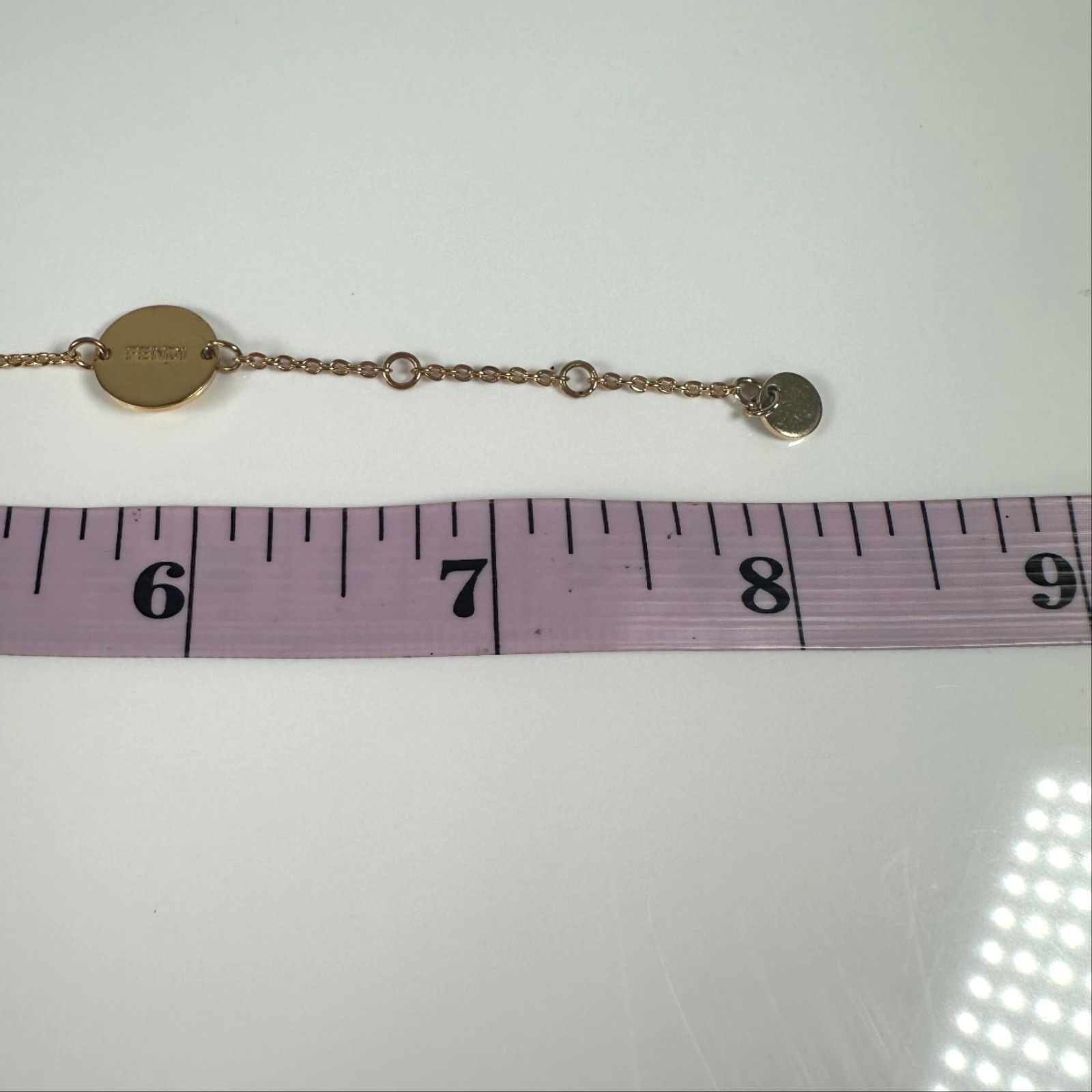 Fendi F Is For Gold Tone Crystal Logo Charm Chain Bracelet Made In Italy