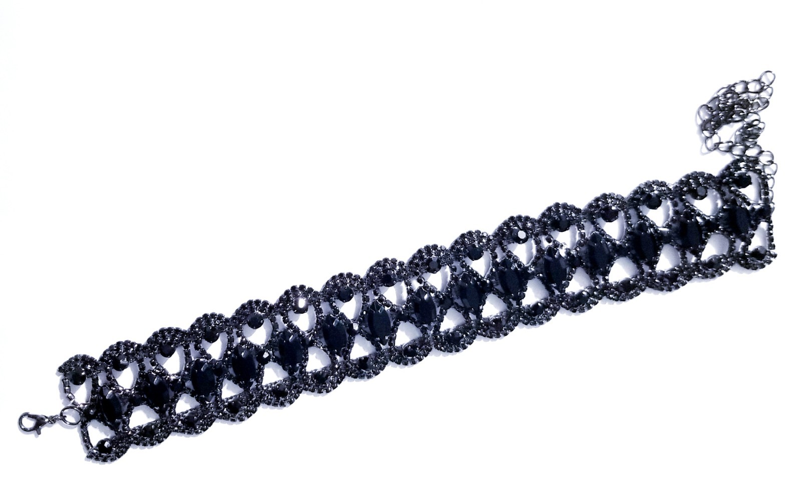 Black Gothic Rhinestone Choker Necklace Collar Prom Pageant Jewelry