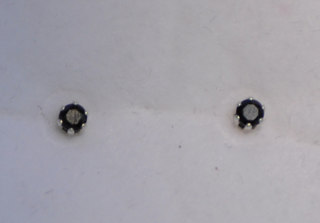 3.0-3.6MM ROUND EARTH MINED BLACK SPINEL STUDS HANDCRAFTED IN STERLING SILVER