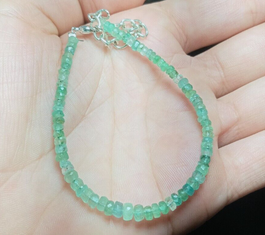 Emerald Bracelet, Emerald Beads Jewelry Bracelet, Faceted Beads Bracelet