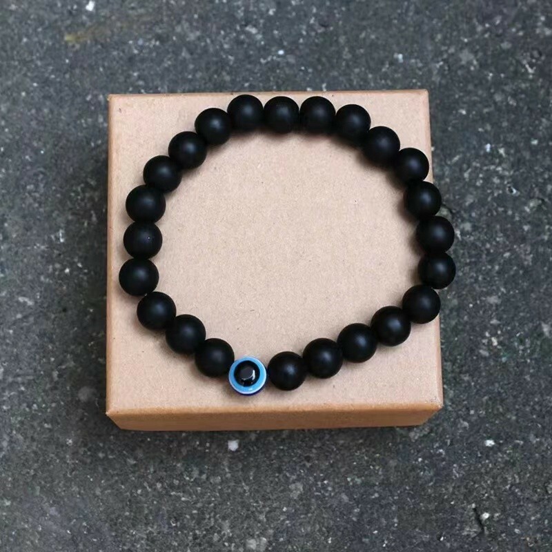 Fashion Unisex Obsidian Bracelet Evil Eye Good Luck Protection Women Men 0356