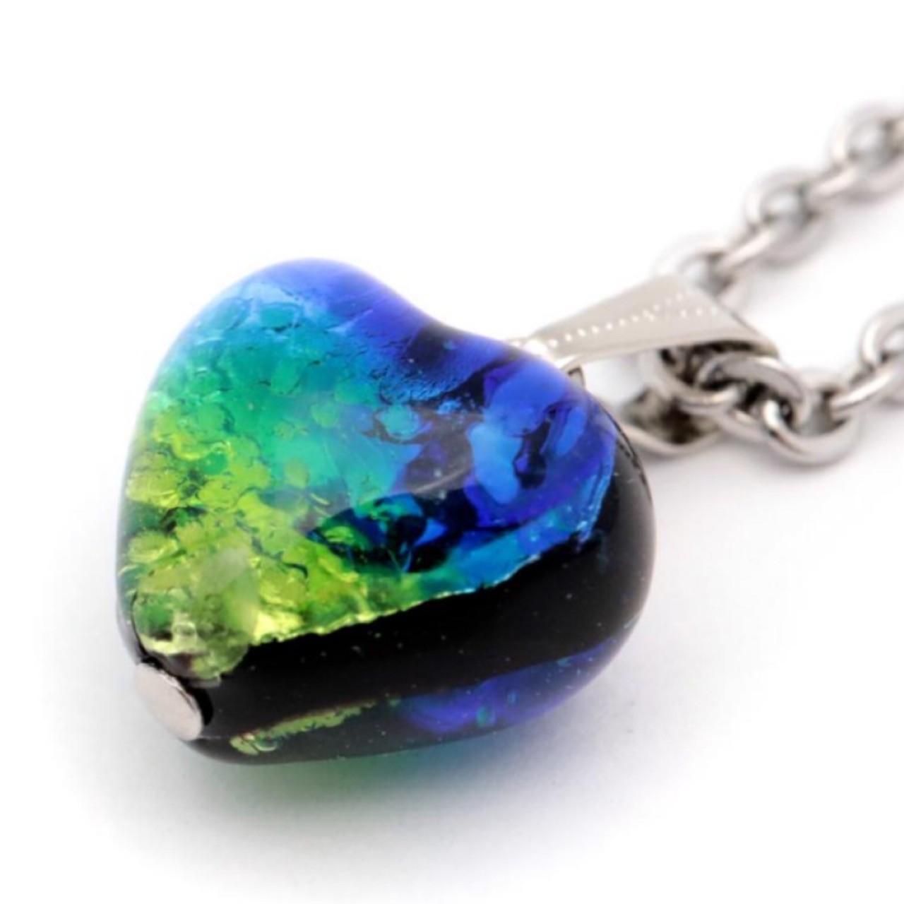 Okinawa Ryukyu Firefly Glass Heart Necklace Kerama Marine Glow in the Dark