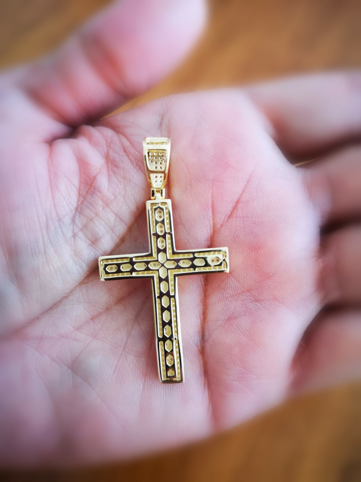 1.50 Ct Cross Pendant 14K Yellow Gold Plated Solid Silver Men Women Necklace