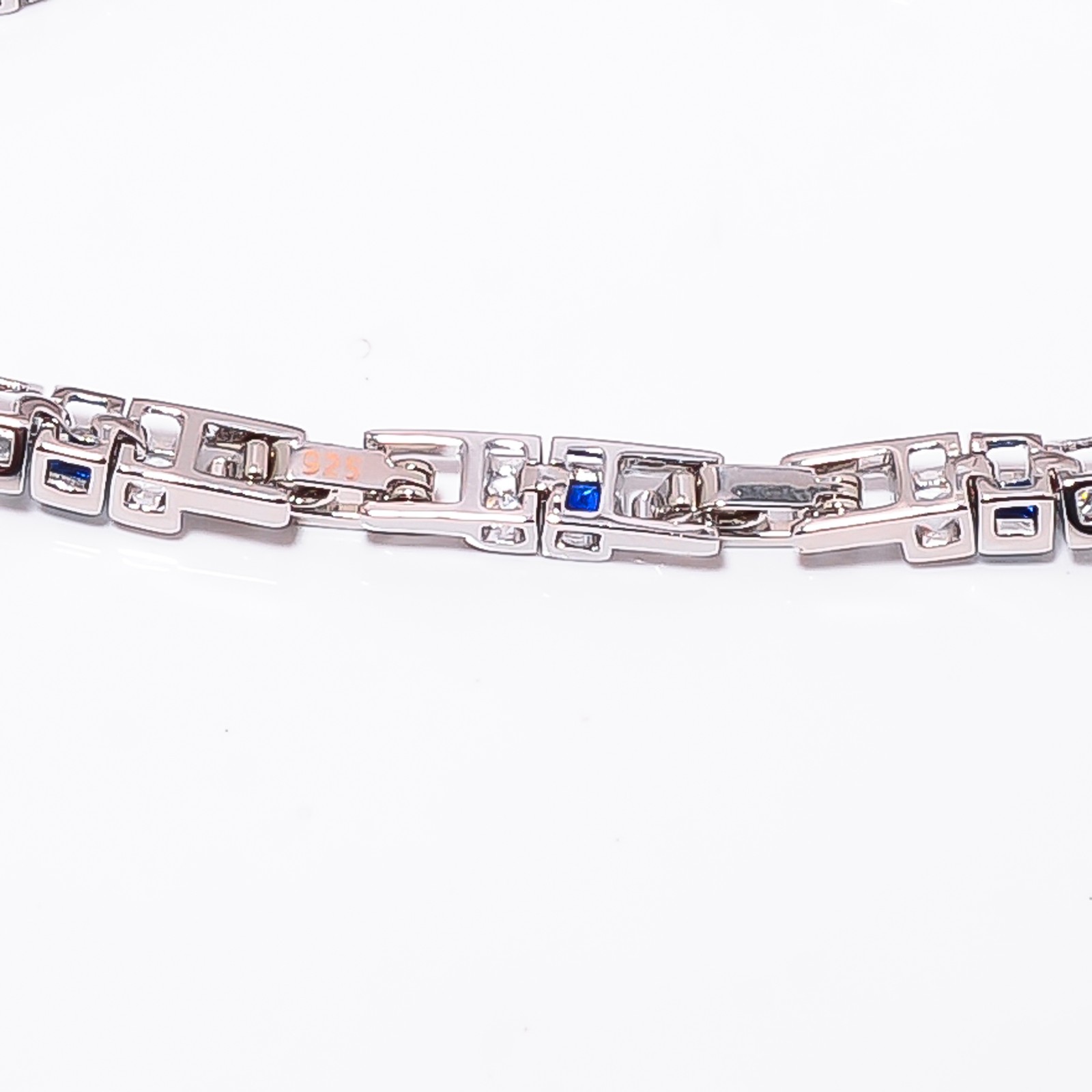 Blue Sapphire -Simulated, CZ 925 Sterling Silver Adjustable Bracelet 7-8″ B0010