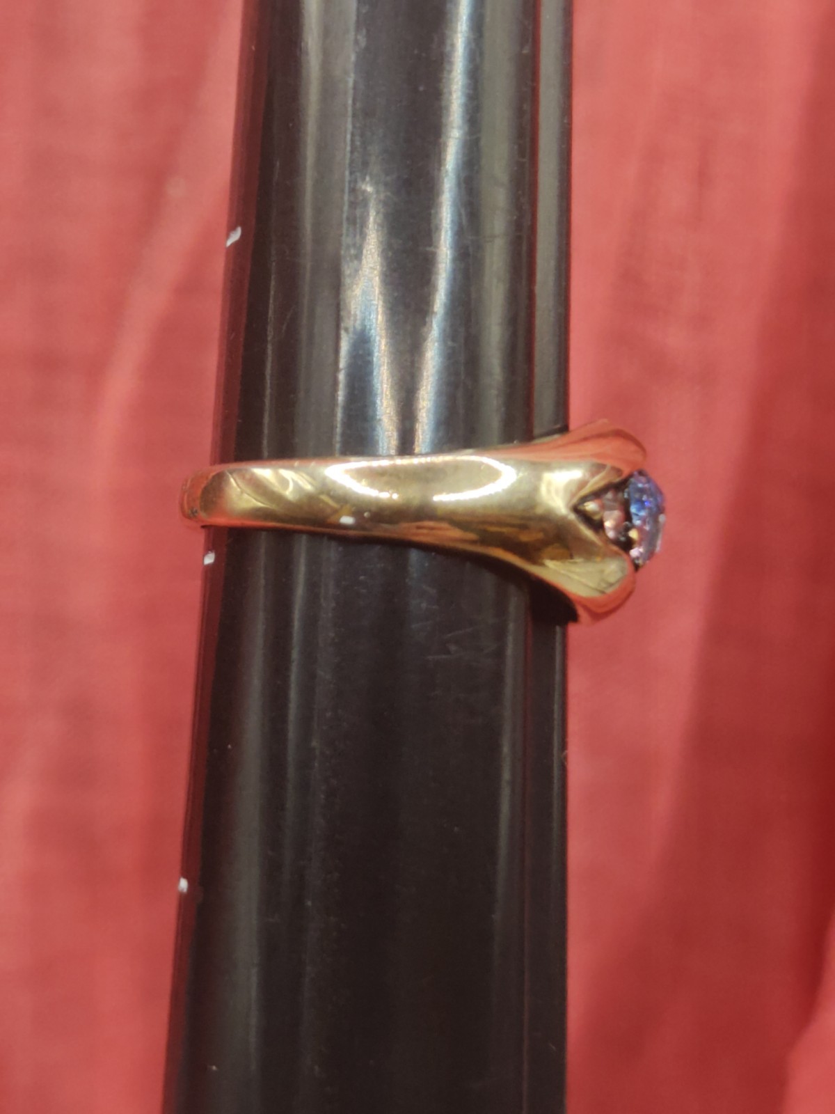 Gold Tone Blue Pink Gemstone Gem Stone Crystal Rhinestone Ring 7.75 Jewelry