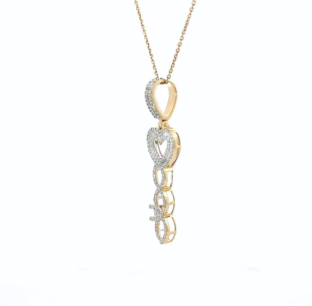 Women’s 14K Gold Diamond Infinity Heart Key Pendant 0.70ct Baguette & Round Cut