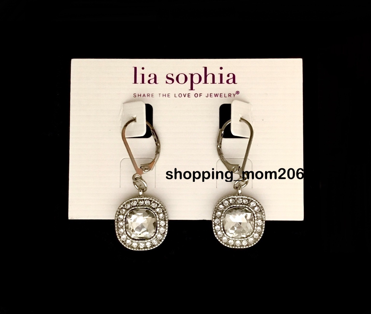 Lia Sophia “Bella Donna” Silver Tone w/Faceted Cut Crystals Drop Earrings