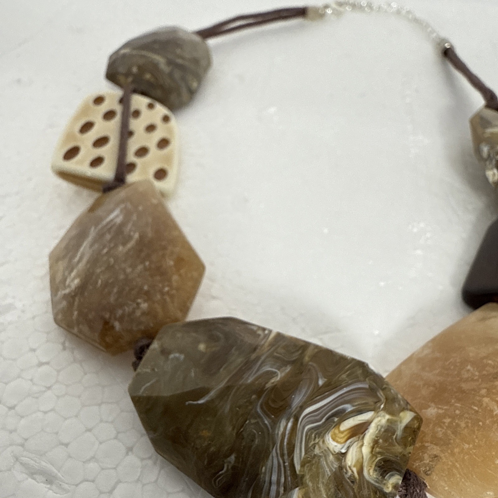 Retro Bohemian Necklace Brown Beaded Tan Earth Style