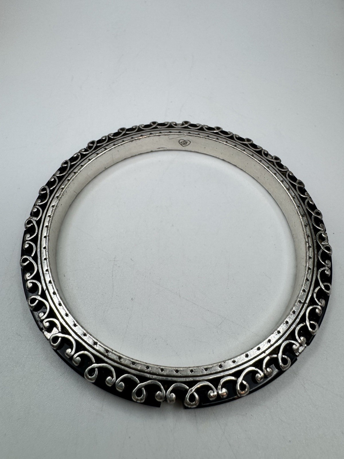 Brighton Whit Black Acrylic Inlay Bracelet Silver Plated (Read)