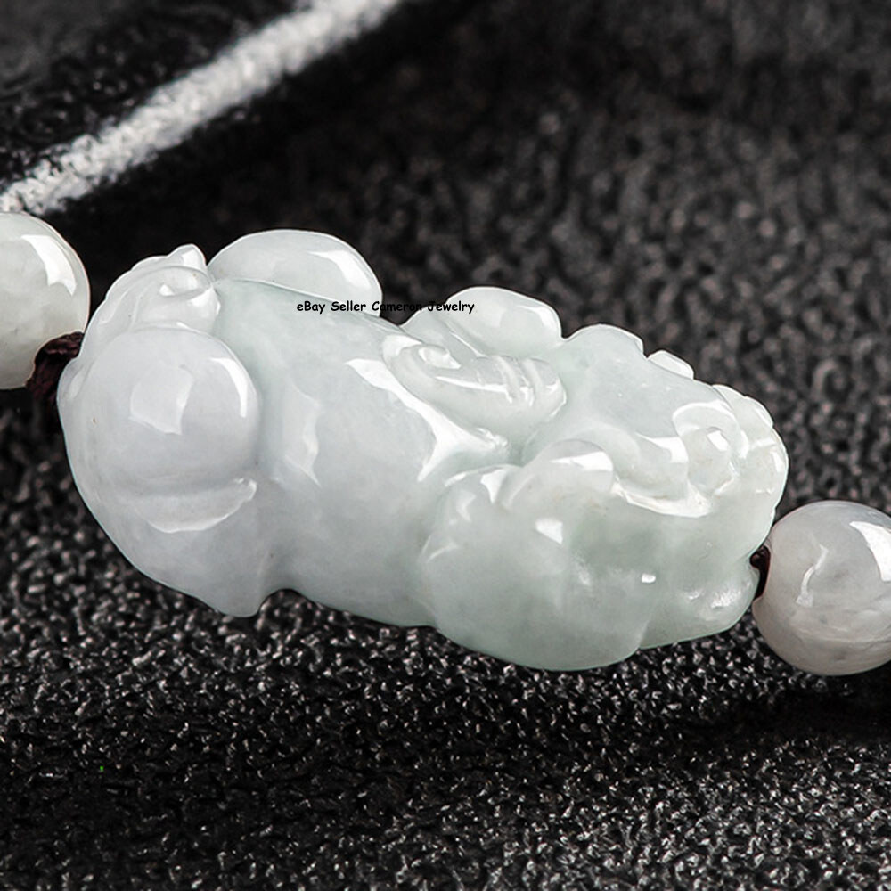 Real Grade A Natural White Jade Jadeite Unisex Lucky 5pcs Pixiu Beads Bracelet