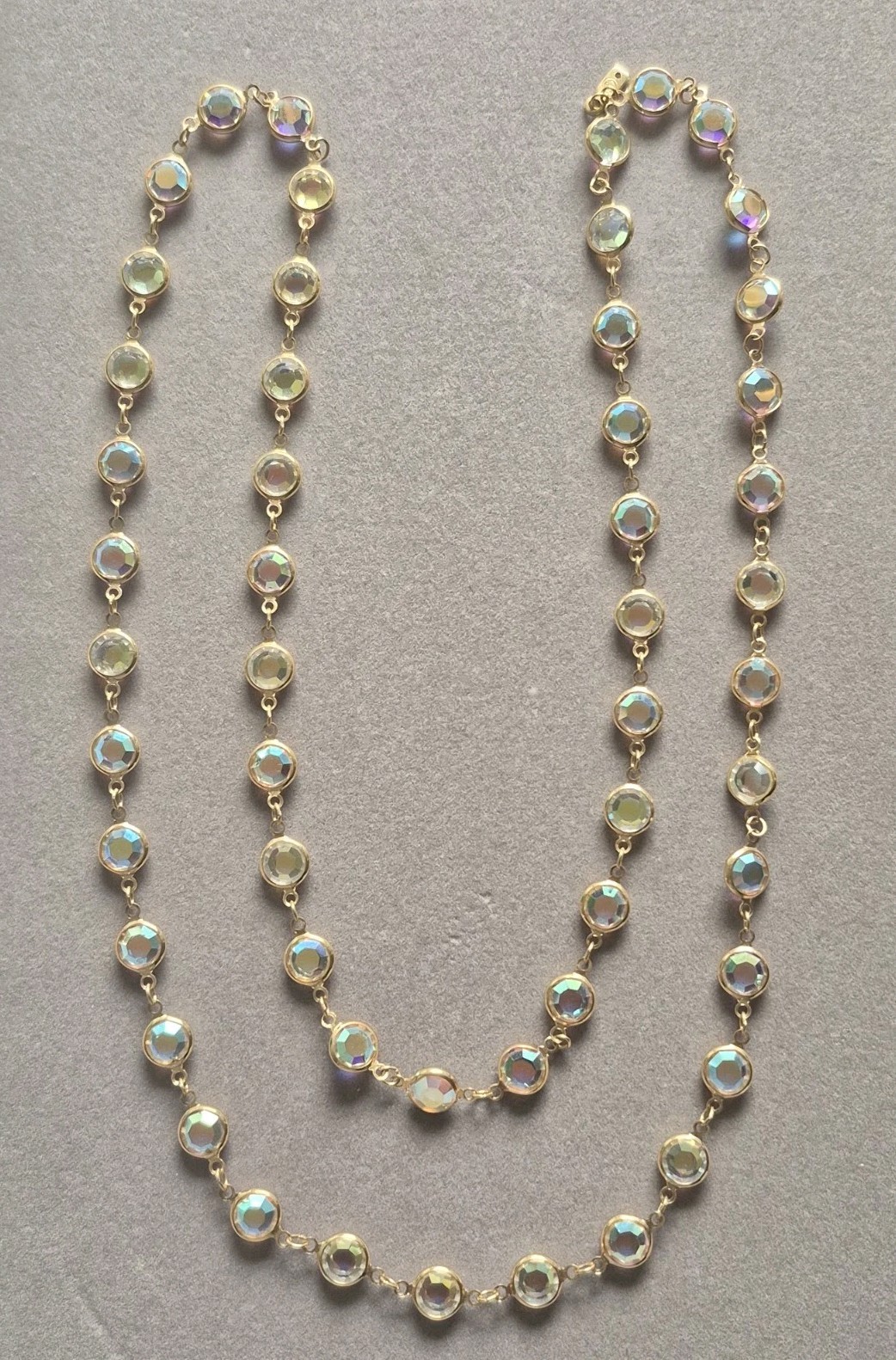 Swarovski Crystal AB Swan tag marked bezel beaded necklace