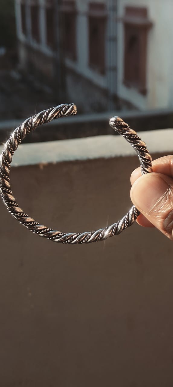 925 Silver Rope Twist Open Cuff Bracelet Handmade Jewelry Twisted Rope Cuff