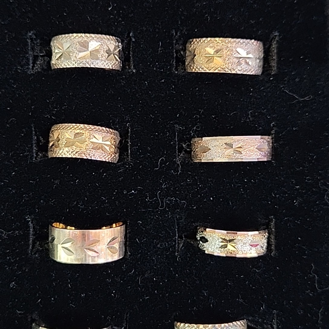 Band Ring Lot of 29 18K Heavy Gold Electroplate Various Sizes 4 to 8 HAVE WEAR